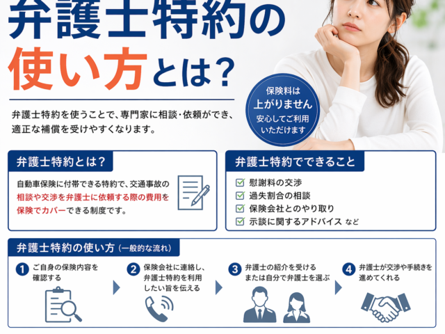 交通事故の弁護士特約とは？使い方とメリットをわかりやすく解説