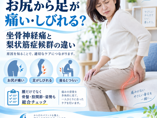 坐骨神経痛と梨状筋症候群の違い｜お尻・足の痛みやしびれ